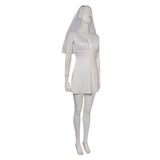 Movie Joker: Folie à Deux (2024) Harley Quinn Women White Dress With Veil Cosplay Costume