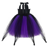 Movie Maleficent Witch Kids Children Purple Tutu Dress With Crown Cosplay Costume Outfits Halloween Carnival Suit