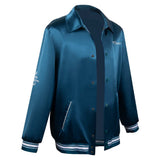 Movie MaXXXine 2024 Maxine Women Blue Coat Cosplay Costume Outfits Halloween Carnival Suit