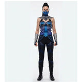 Movie Mortal Kombat 2 Kitana Women Blue Outfit Cosplay Costume Outfit Halloween Carnival Suit