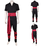 Movie Mortal Kombat 2 Liu Kang Black Martial Arts Uniform Cosplay Costume Outfit Halloween Carnival Suit
