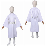 Movie Princess Leia Kids Children White Dress Set Cosplay Costume Outfits Halloween Carnival Suit