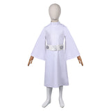 Movie Princess Leia Kids Children White Dress Set Cosplay Costume Outfits Halloween Carnival Suit