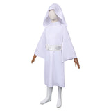 Movie Princess Leia Kids Children White Dress Set Cosplay Costume Outfits Halloween Carnival Suit