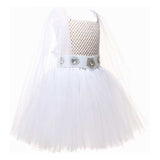 Movie Princess Leia Kids Children White Tutu Dress Cosplay Costume Outfits Halloween Carnival Suit