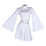 Movie Princess Leia Women White Dress Cosplay Costume Outfits Halloween Carnival Suit Original Design