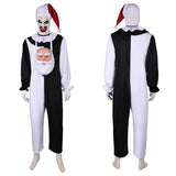 Movie Terrifier 3 (2024) Art the Clown Black And White Jumpsuit With Mask Full Set Cosplay Costume