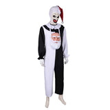 Movie Terrifier 3 (2024) Art the Clown Black And White Jumpsuit With Mask Full Set Cosplay Costume