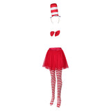 Movie The Cat in the Hat Cat Kids Children Red Set Cosplay Costume Outfits Halloween Carnival Suit