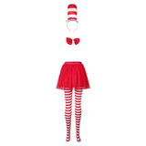 Movie The Cat in the Hat Cat Kids Children Red Set Cosplay Costume Outfits Halloween Carnival Suit