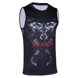 Movie The Crow 2024 Eric Draven Black Printed Vest Cosplay Costume Outfits Halloween Carnival Suit Original Design
