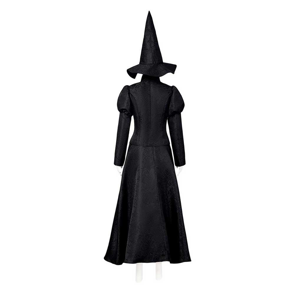 Movie Wicked 2024 Elphaba Thropp Women Black Dress Cosplay Costume Out