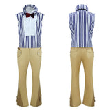 Mr. 3 Blue Striped Shirt Outfit Cosplay Costume Outfit Halloween Carnival Suit