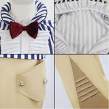 Mr. 3 Blue Striped Shirt Outfit Cosplay Costume Outfit Halloween Carnival Suit