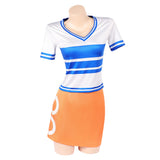 Nami Women Blue and White Striped Outfit Cosplay Costume Outfit Halloween Carnival Suit