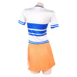Nami Women Blue and White Striped Outfit Cosplay Costume Outfit Halloween Carnival Suit