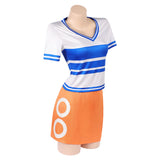 Nami Women Blue and White Striped Outfit Cosplay Costume Outfit Halloween Carnival Suit