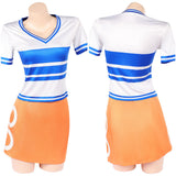 Nami Women Blue and White Striped Outfit Cosplay Costume Outfit Halloween Carnival Suit