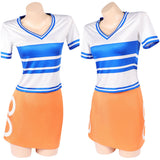 Nami Women Blue and White Striped Outfit Cosplay Costume Outfit Halloween Carnival Suit