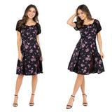 Obsession Nikki Women Black Printed Dress Cosplay Costume Outfit Halloween Carnival Suit