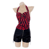 Obsession Nikki Women Red Top with Black Pants Cosplay Costume Outfit Halloween Carnival Suit