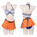 One Piece Live-Action Nami Blue and White Swimsuit Cosplay Costume Outfit Halloween Carnival Suit