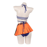 One Piece Live-Action Nami Blue and White Swimsuit Cosplay Costume Outfit Halloween Carnival Suit