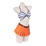 One Piece Live-Action Nami Blue and White Swimsuit Cosplay Costume Outfit Halloween Carnival Suit