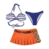 One Piece Live-Action Nami Blue and White Swimsuit Cosplay Costume Outfit Halloween Carnival Suit
