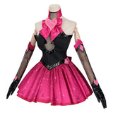 Overwatch 2 D.VA Nocturna Black Pink Dress Cosplay Costume Outfit Halloween Carnival Suit