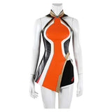 Overwatch Anran Ye Women Orange Outfit Cosplay Costume Outfit Halloween Carnival Suit