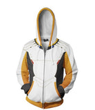 Overwatch Mercy White 3D Printed Zip-Up Hoodie  Cosplay Costume