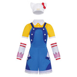 Overwatch OW Juno Women Hello Kitty Blue Outfit Cosplay Costume Outfit Halloween Carnival Suit