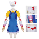 Overwatch OW Juno Women Hello Kitty Blue Outfit Cosplay Costume Outfit Halloween Carnival Suit