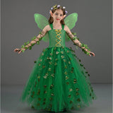 Poison Lvy Kids Children Green Dress Cosplay Costume Outfit Halloween Carnival Suit