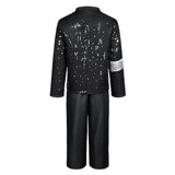 Pop Star Black Retro 80s Stage-style Classic Jacket and Hat Set Cosplay Costume Outfit Halloween Carnival Suit
