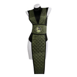 Mortal Kombat Reptile Gender-swapped Women Green Qipao Cosplay Costume Outfit Halloween Carnival Suit