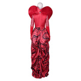 Queen Of Hearts Women Red Dress Cosplay Costume Outfits Halloween Carnival Suit