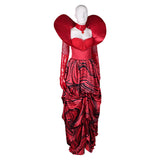 Queen Of Hearts Women Red Dress Cosplay Costume Outfits Halloween Carnival Suit