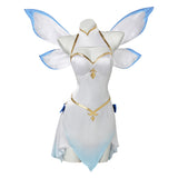 Ram Women White Dress with Wings Cosplay Costume Outfit Halloween Carnival Suit