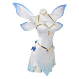 Ram Women White Dress with Wings Cosplay Costume Outfit Halloween Carnival Suit
