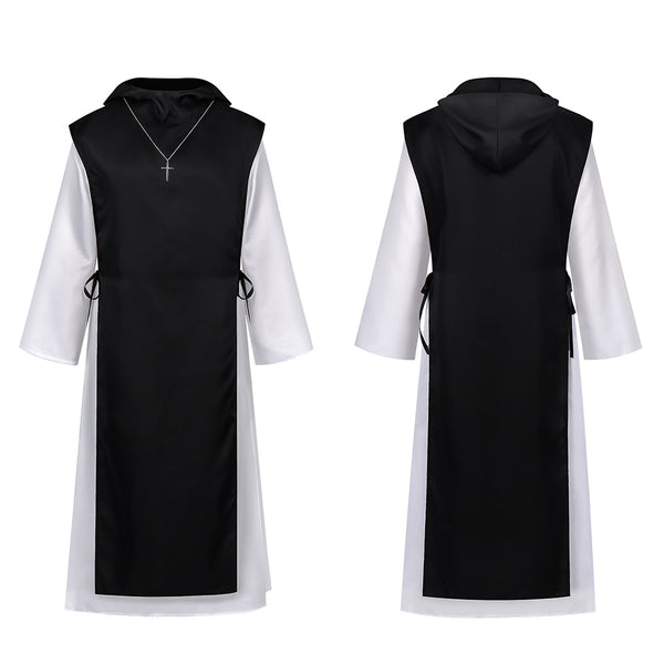 Renaissance Priest Black Robe Outfit Cosplay Costume Outfit Halloween ...
