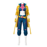 Rivals Jubilee Women Blue Outfit with Yellow Coat Cosplay Costume Outfit Halloween Carnival Suit