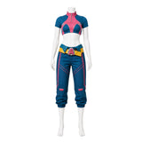 Rivals Jubilee Women Blue Outfit with Yellow Coat Cosplay Costume Outfit Halloween Carnival Suit