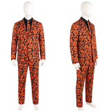 Saturday Night Live David S. Pumpkins Orange Suit Cosplay Costume Outfit Halloween Carnival Suit