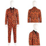 Saturday Night Live David S. Pumpkins Orange Suit Cosplay Costume Outfit Halloween Carnival Suit
