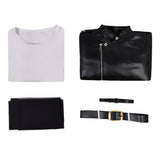 Smoking Behind the Supermarket with You Tayama Black Leather Jacket Set Cosplay Costume Outfit Halloween Carnival Suit
