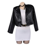 Smoking Behind the Supermarket with You Tayama Black Leather Jacket Set Cosplay Costume Outfit Halloween Carnival Suit