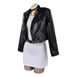 Smoking Behind the Supermarket with You Tayama Black Leather Jacket Set Cosplay Costume Outfit Halloween Carnival Suit
