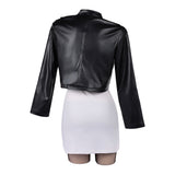Smoking Behind the Supermarket with You Tayama Black Leather Jacket Set Cosplay Costume Outfit Halloween Carnival Suit